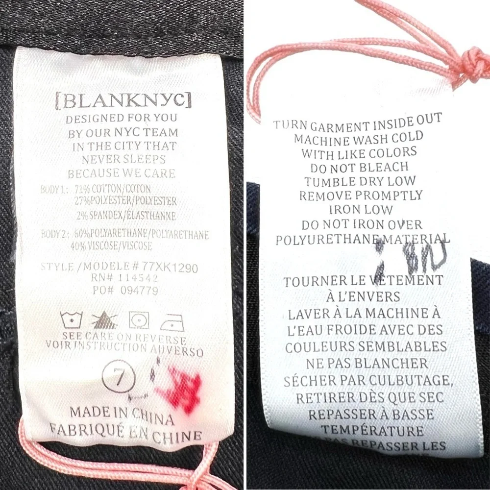 Blank NYC Skinny Jeans Girl’s Size 7 Blue Denim & Black Faux Leather New NWT